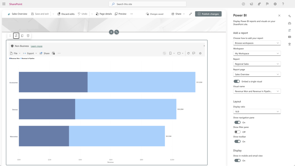 Selecting a workspace when embedding Power BI in SharePoint Online